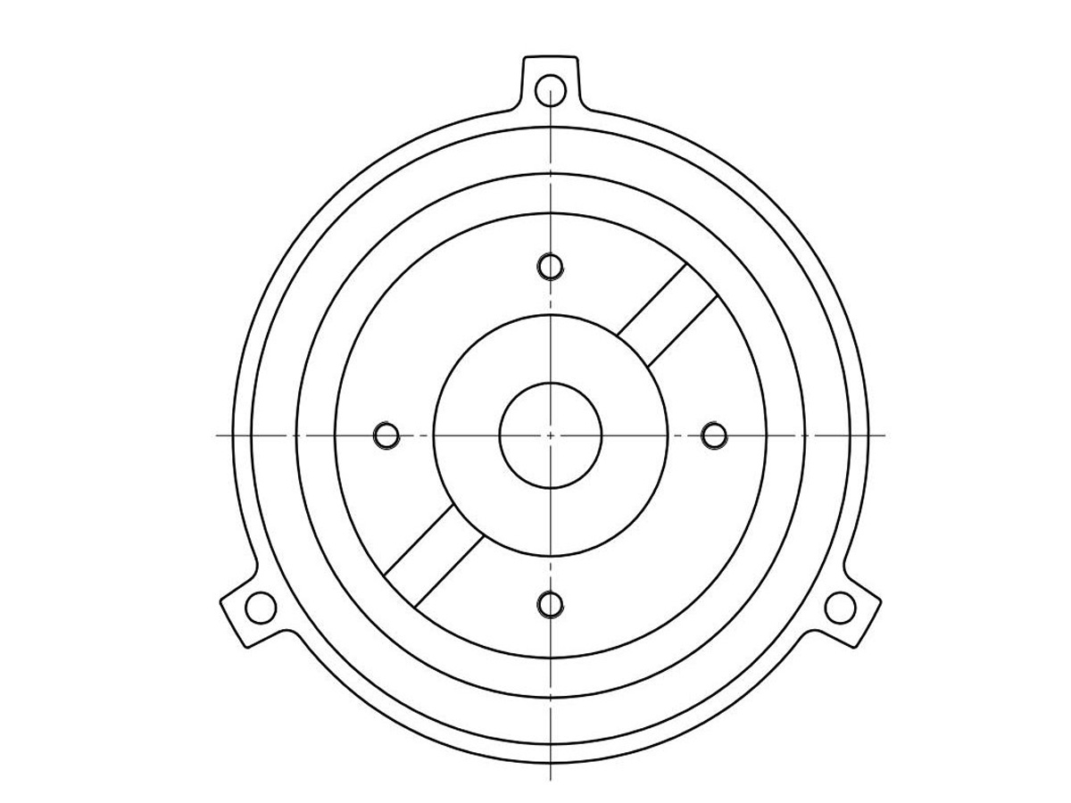 Quincunx axle core, circular, cross